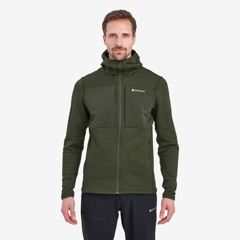 Montane Fury XT Hooded Fleecejackor Herr Mörkgröna | LYKUBR543