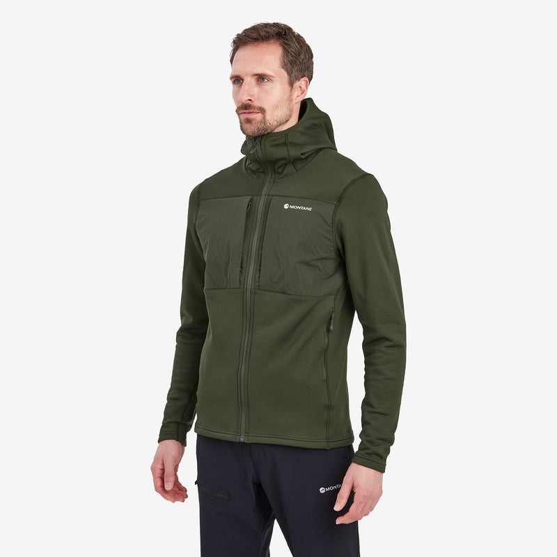 Montane Fury XT Hooded Fleecejackor Herr Mörkgröna | LYKUBR543