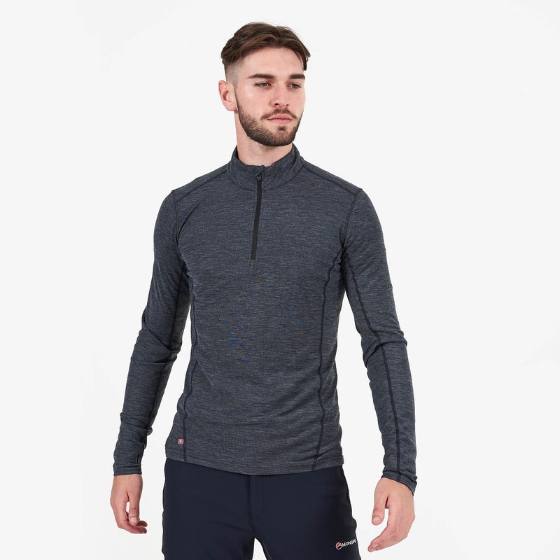 Montane Primino 140 Zip Neck Baselayer Tröjor Herr Svarta | XGLKSU623