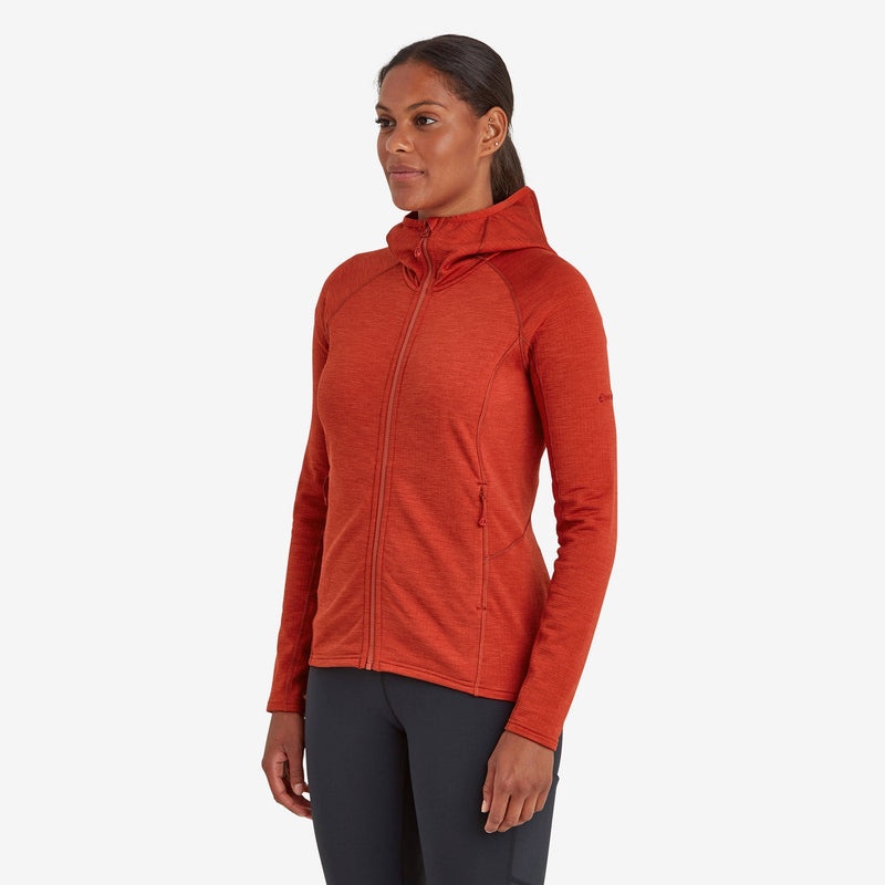 Montane Protium Hooded Fleecejackor Dam Röda | CAKMJB658