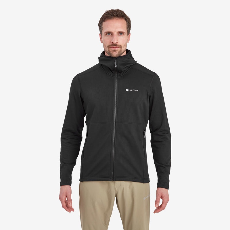 Montane Protium Hooded Fleecejackor Herr Svarta | YKIJER678