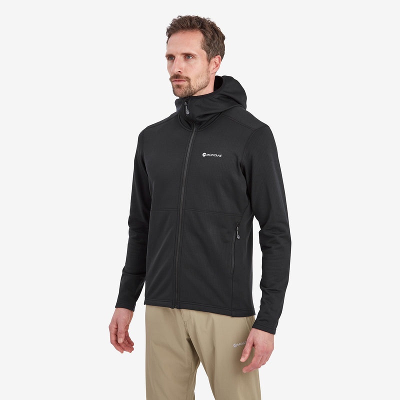 Montane Protium Hooded Fleecejackor Herr Svarta | YKIJER678