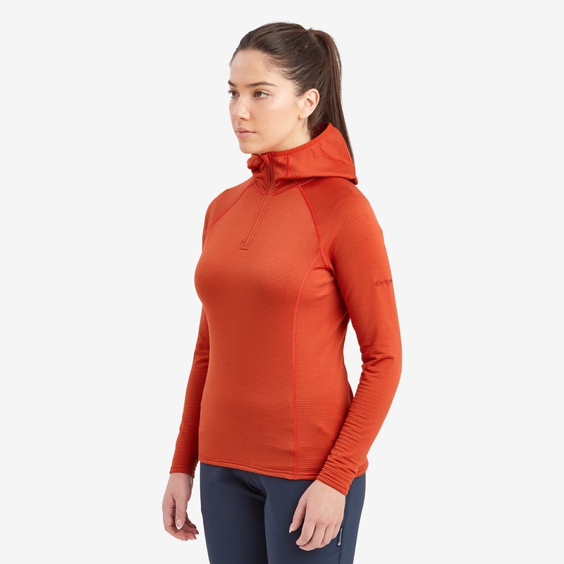 Montane Protium Lite Pull On Fleece Hoodie Dam Orange | HQAYML742