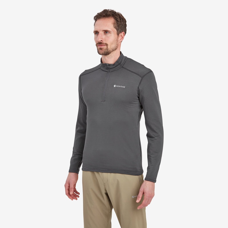 Montane Protium Lite Pull On Fleece Tröjor Herr Mörkgrå | HRITBN205