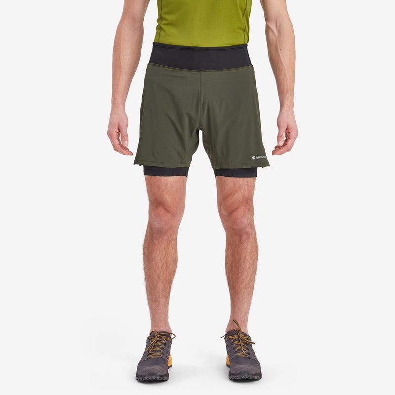 Montane Slipstream Twin Skin Löpar Shorts Herr Mörkgröna | JKNZLF735