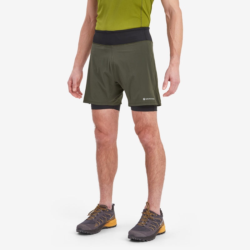 Montane Slipstream Twin Skin Löpar Shorts Herr Mörkgröna | JKNZLF735